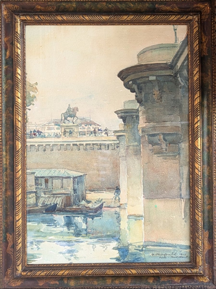 Aquarelle M.Markovitch "1925-Paris-Pont Neuf"