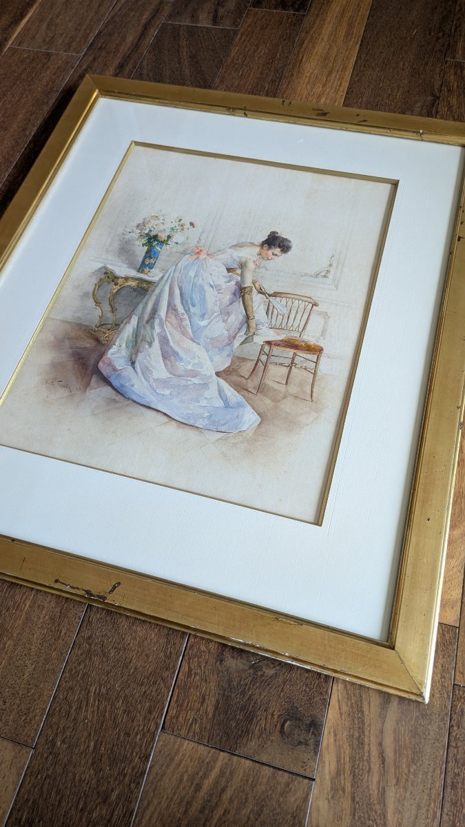 Louis Adolphe Tessier (1851-1920) – Élégante à la robe de bal-photo-2