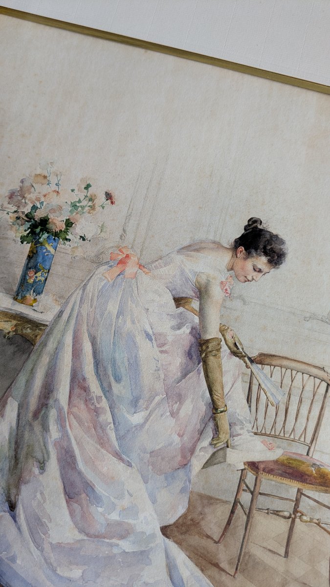 Louis Adolphe Tessier (1851-1920) – Élégante à la robe de bal-photo-1