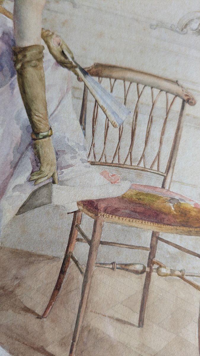 Louis Adolphe Tessier (1851-1920) – Élégante à la robe de bal-photo-3