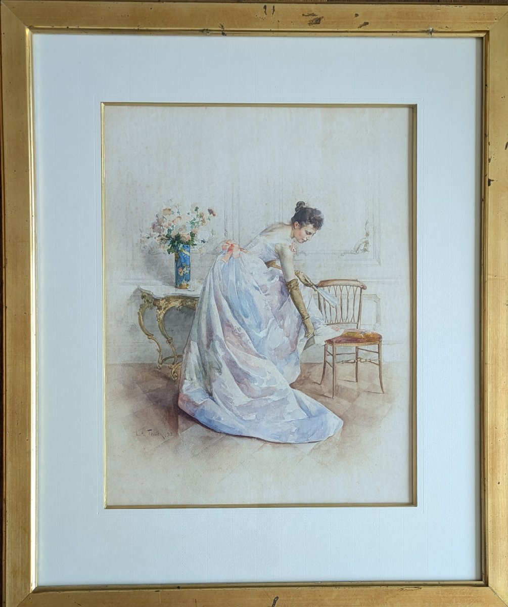 Louis Adolphe Tessier (1851-1920) – Élégante à la robe de bal