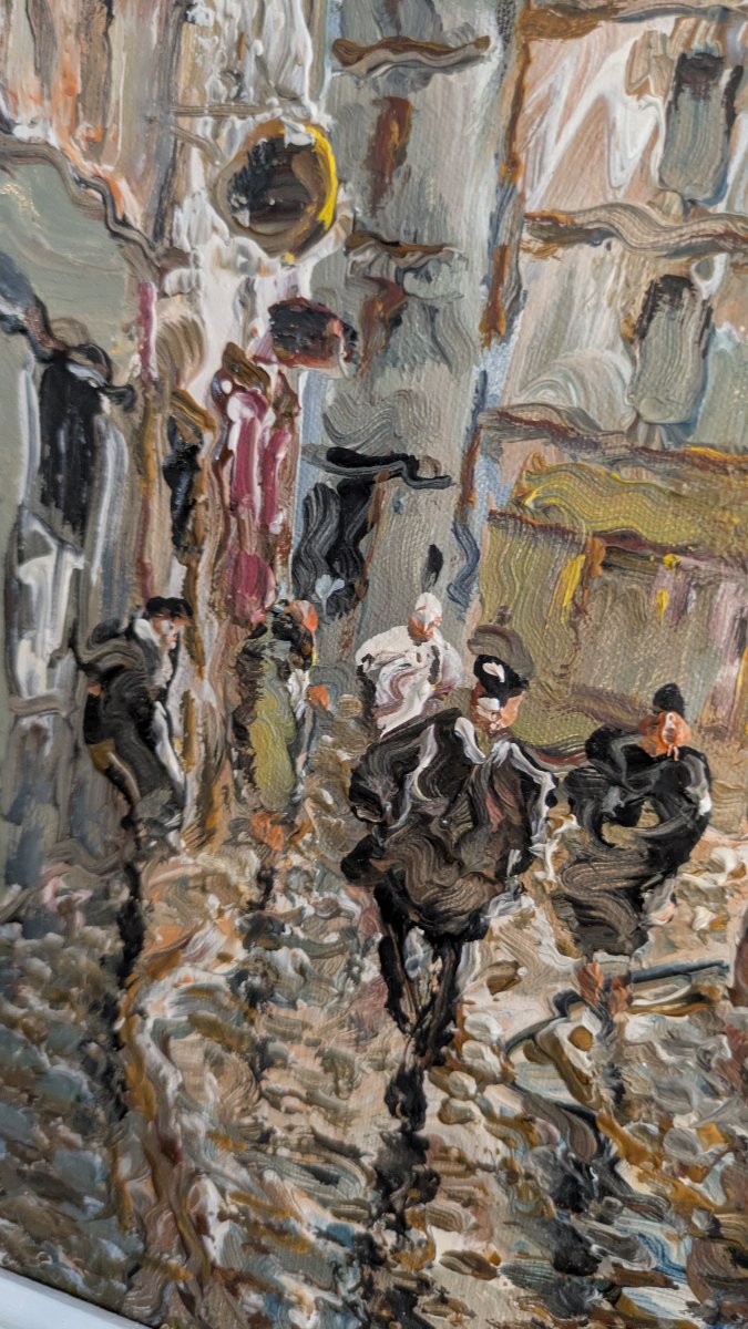Raymond Besse (1899–1969) Rue Quincampois — Série « Vieux Paris » Huile sur toile — Signée en b-photo-3