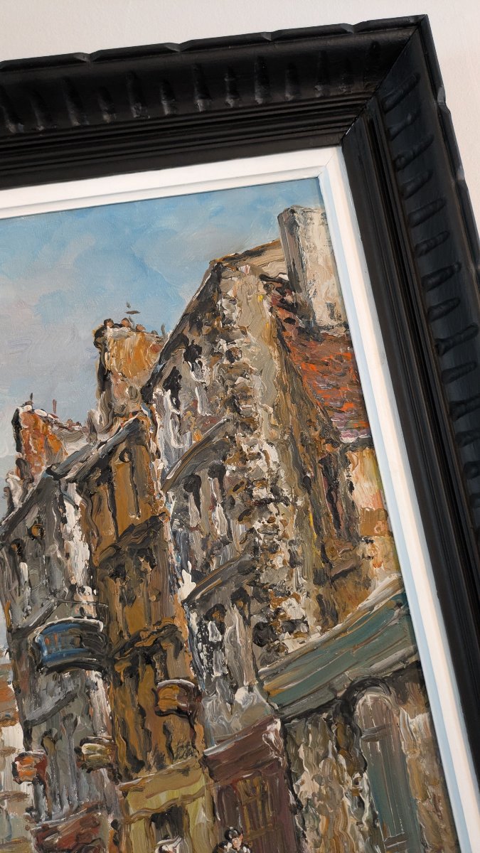 Raymond Besse (1899–1969) Rue Quincampois — Série « Vieux Paris » Huile sur toile — Signée en b-photo-2