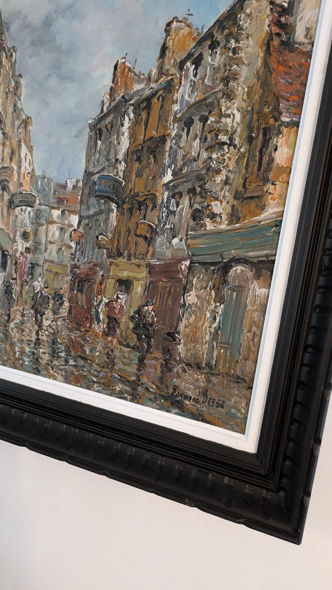 Raymond Besse (1899–1969) Rue Quincampois — Série « Vieux Paris » Huile sur toile — Signée en b-photo-4