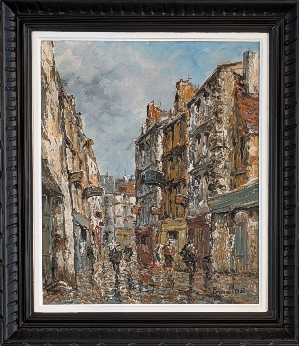 Raymond Besse (1899–1969) Rue Quincampois — Série « Vieux Paris » Huile sur toile — Signée en b
