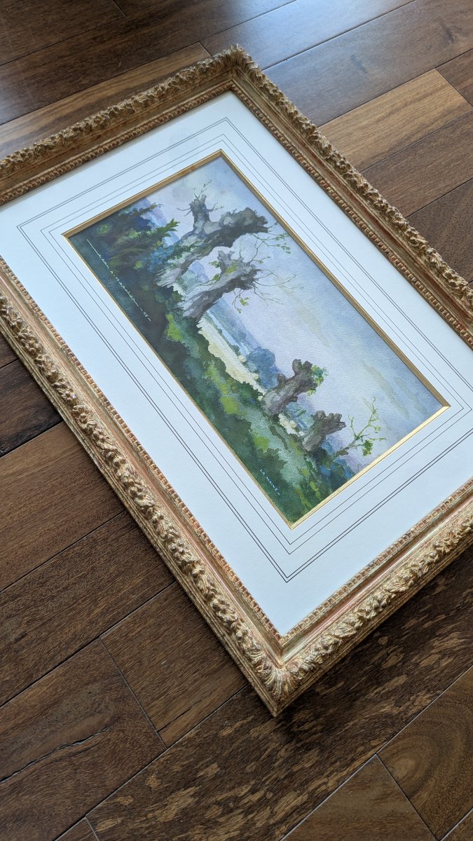 Jean Adrien Mercier (1899–1995) La Maine — Les Ormes Morts Aquarelle originale, 1986-photo-2