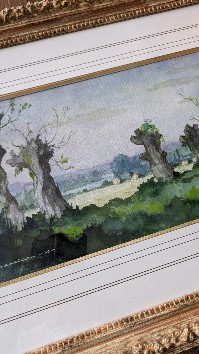 Jean Adrien Mercier (1899–1995) La Maine — Les Ormes Morts Aquarelle originale, 1986-photo-2