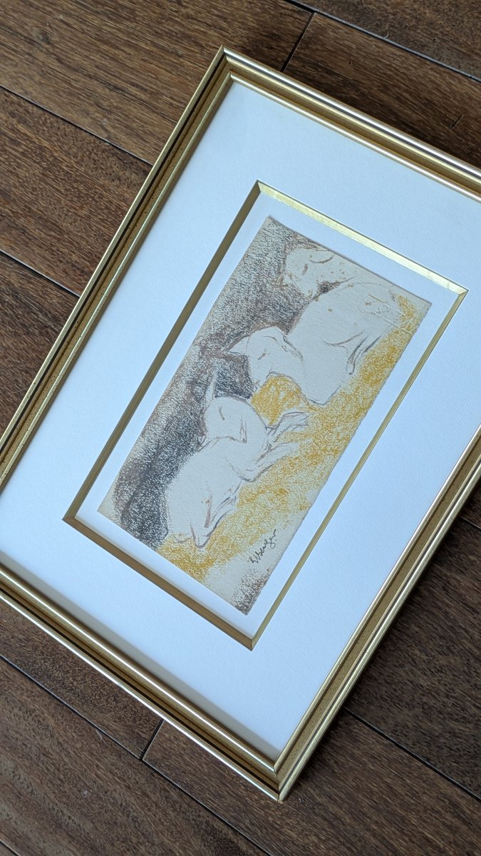 Édith Berger (1900 - 1994) Agneaux au repos Pastel et fusain sur papier-photo-3