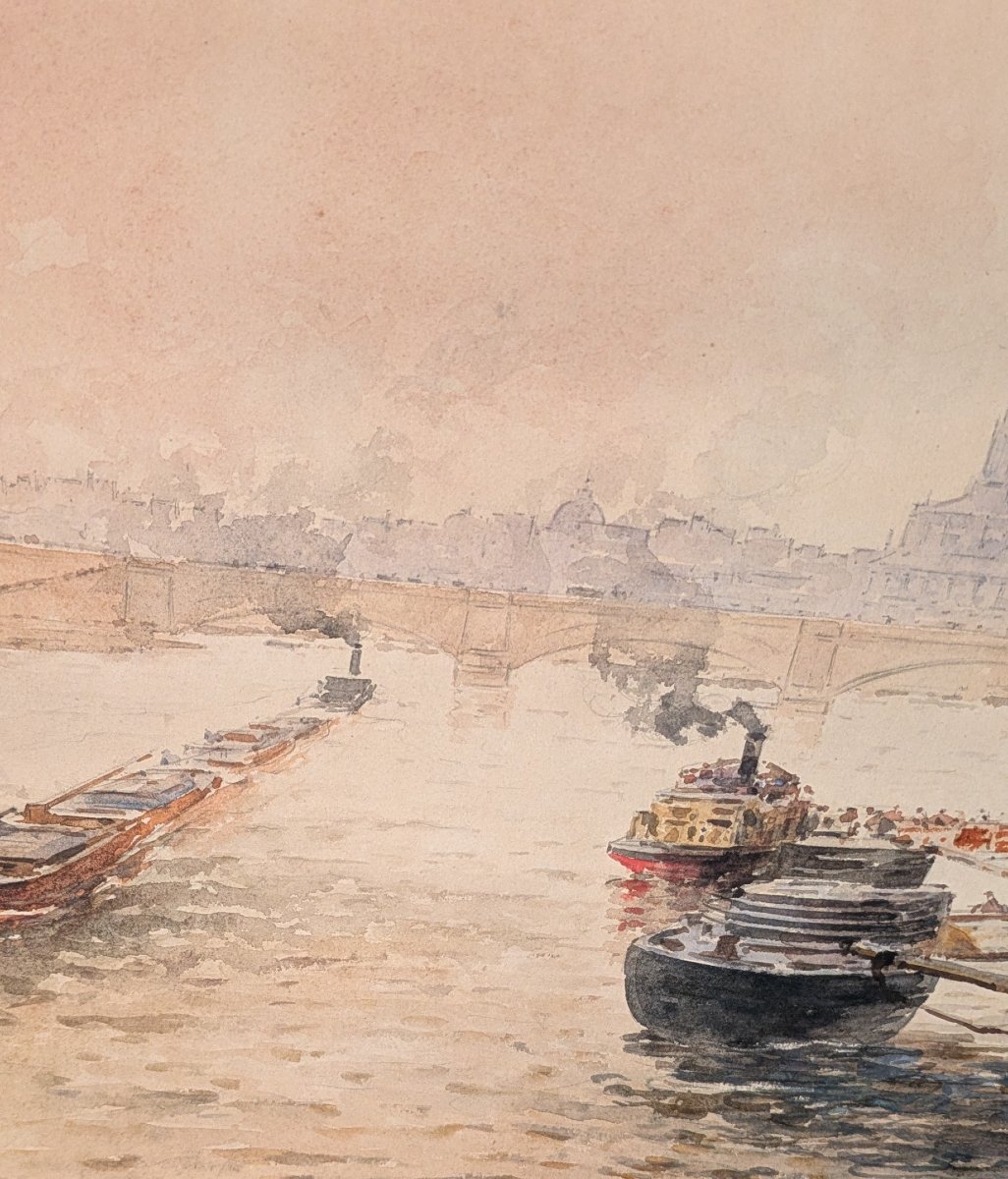 Francis Garat (Bordeaux, 1853 – Paris, 1914) Animation sur les quais de la Seine-photo-5