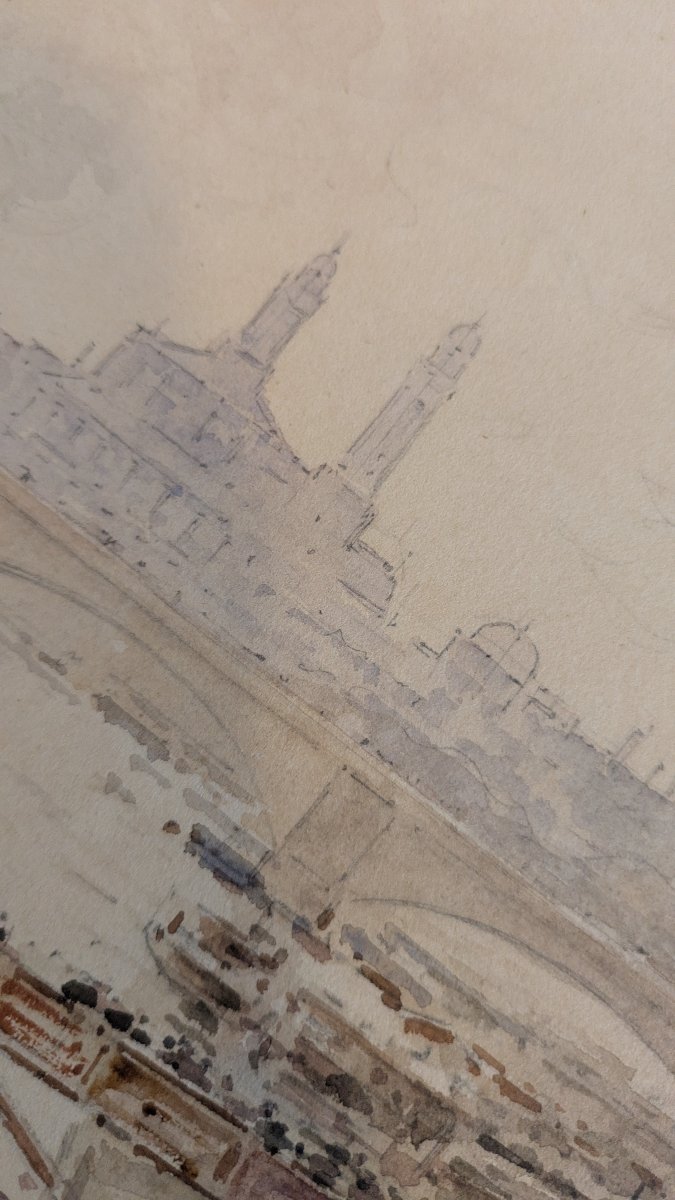 Francis Garat (Bordeaux, 1853 – Paris, 1914) Animation sur les quais de la Seine-photo-6