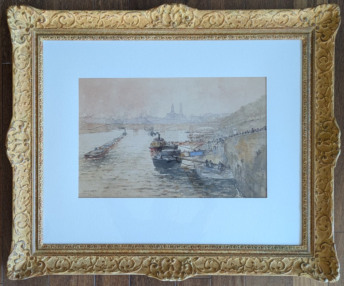 Francis Garat (Bordeaux, 1853 – Paris, 1914) Animation sur les quais de la Seine