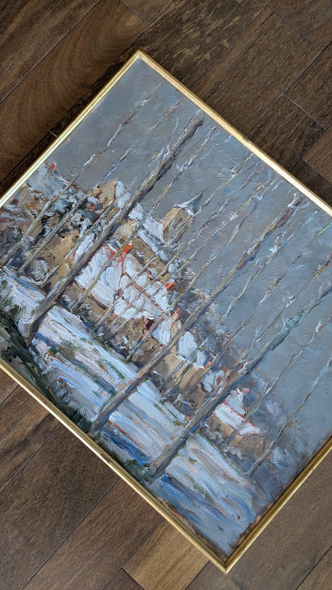 Marcel Azema  (1904-1999) — Mouliherne sous la neige, Maine-et-Loire-photo-2