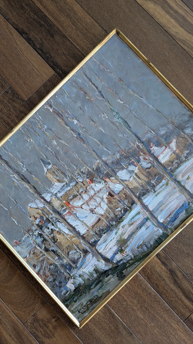 Marcel Azema  (1904-1999) — Mouliherne sous la neige, Maine-et-Loire-photo-3