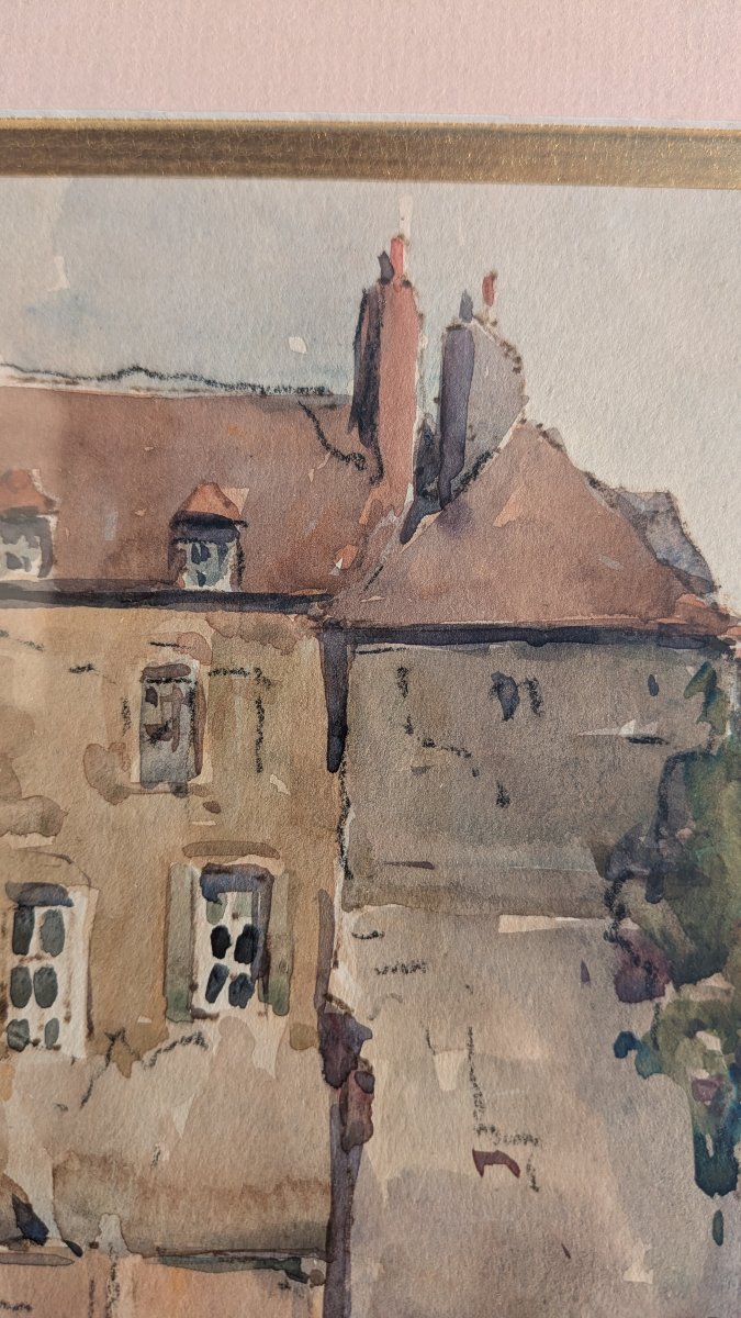 Jean MAREC (1901-1972) - La Lieutenance à Honfleur - Aquarelle marine-photo-2