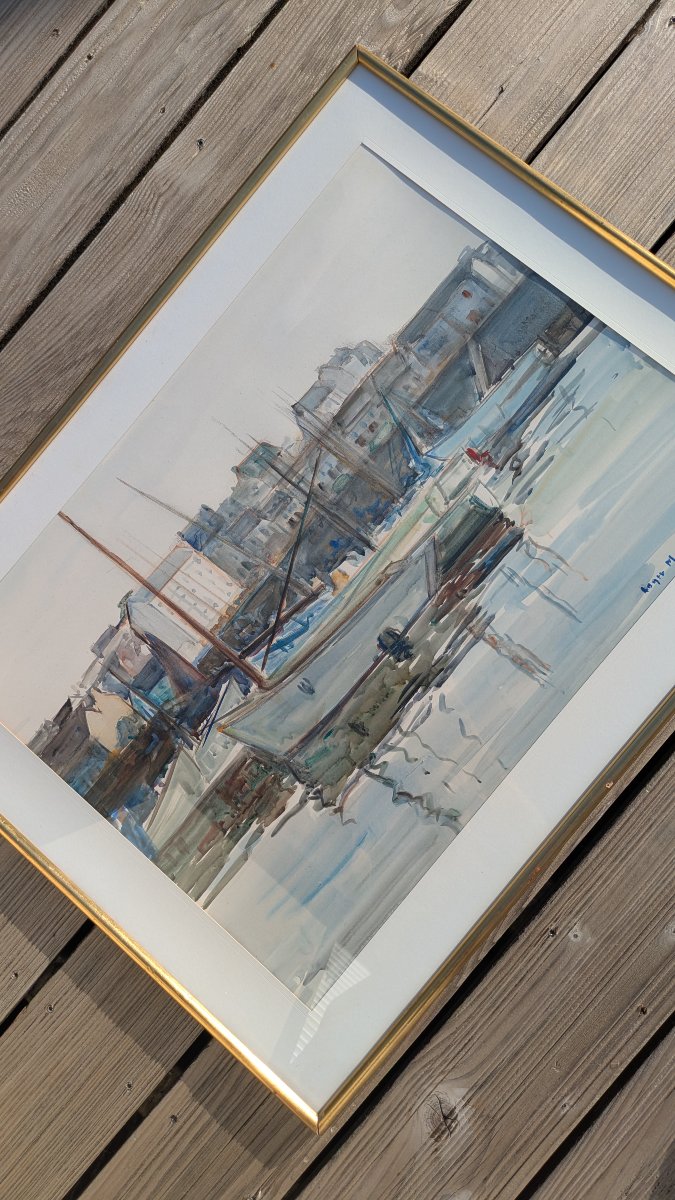 Roger Marteau (1912–2007) Seascape, Tréboul, Marina, Douarnenez, 1971-photo-2