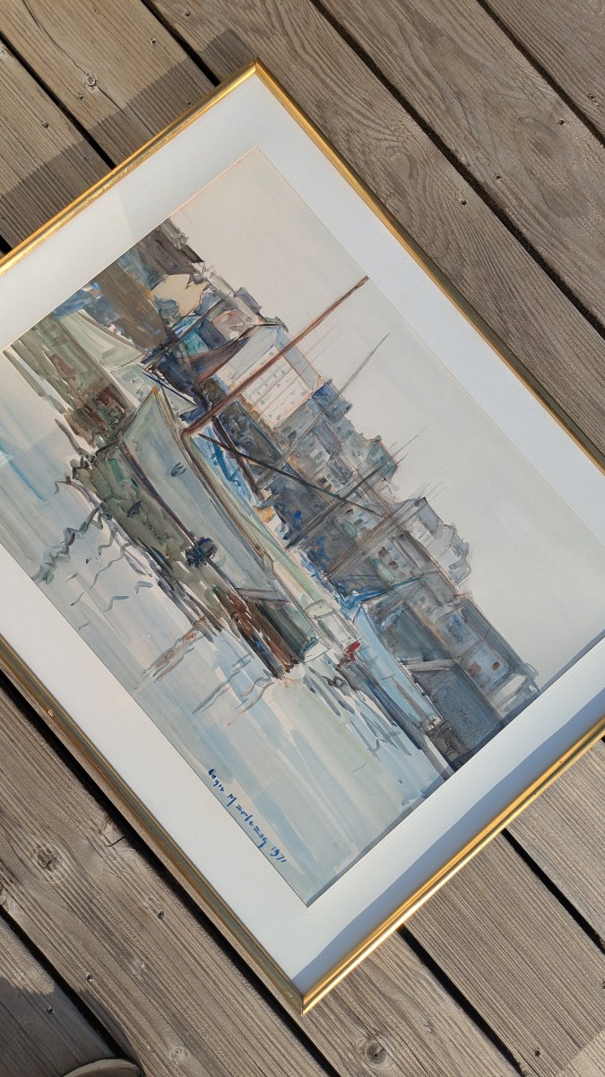 Roger Marteau (1912–2007) Seascape, Tréboul, Marina, Douarnenez, 1971-photo-3