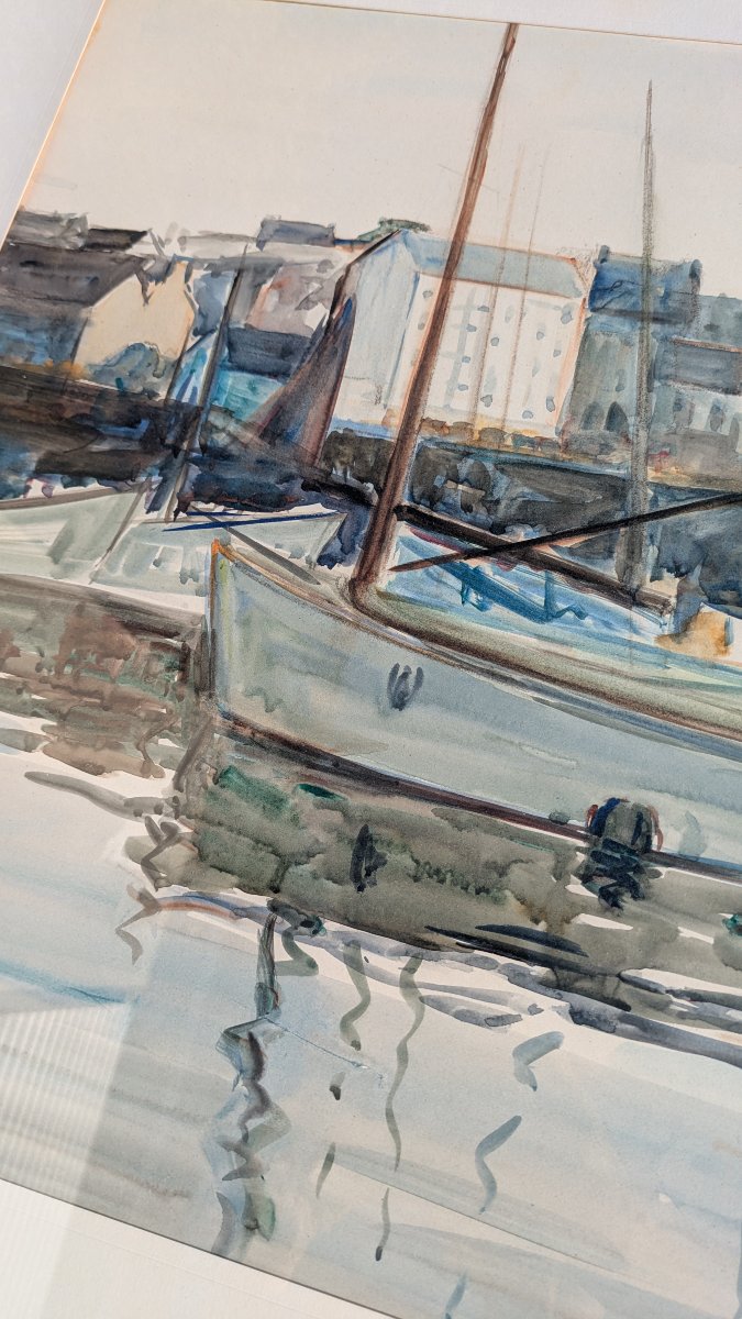 Roger Marteau (1912–2007) Seascape, Tréboul, Marina, Douarnenez, 1971-photo-1