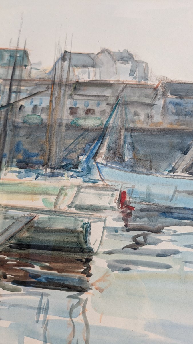 Roger Marteau (1912–2007) Seascape, Tréboul, Marina, Douarnenez, 1971-photo-2