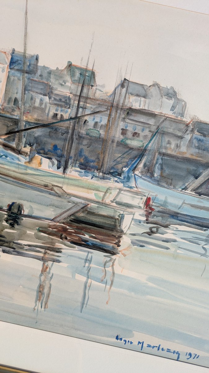 Roger Marteau (1912–2007) Seascape, Tréboul, Marina, Douarnenez, 1971-photo-3