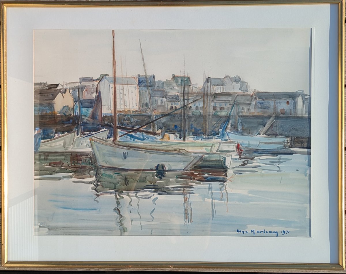 Roger Marteau (1912–2007) Seascape, Tréboul, Marina, Douarnenez, 1971