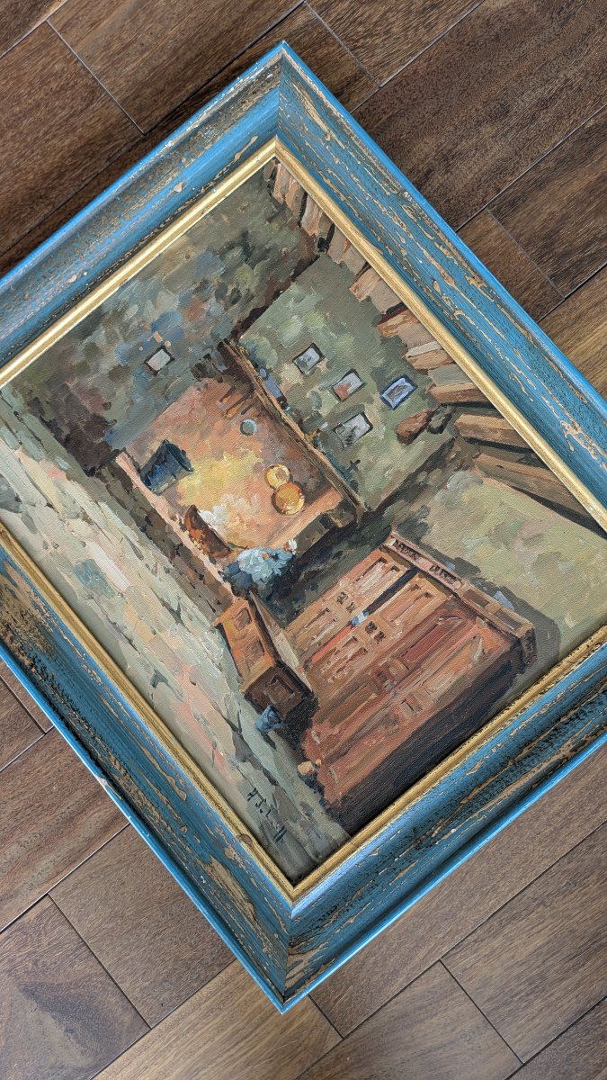 SCHAEFFER Henri-Alexis (1900-1975) — Intérieur de ferme au coin du feu-photo-2