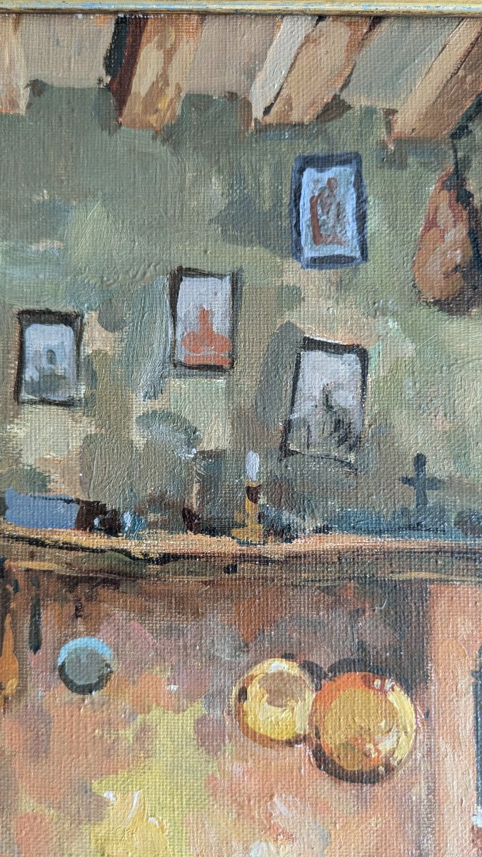 SCHAEFFER Henri-Alexis (1900-1975) — Intérieur de ferme au coin du feu-photo-3