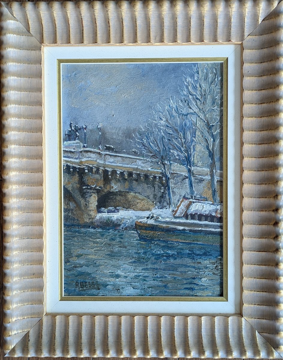 Raymond Besse (1899-1969) — Le Pont Neuf sous la neige, Paris