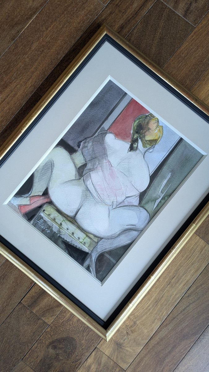Watercolor – Camille Hilaire (1916–2004) – “the Pink Tunic”-photo-2