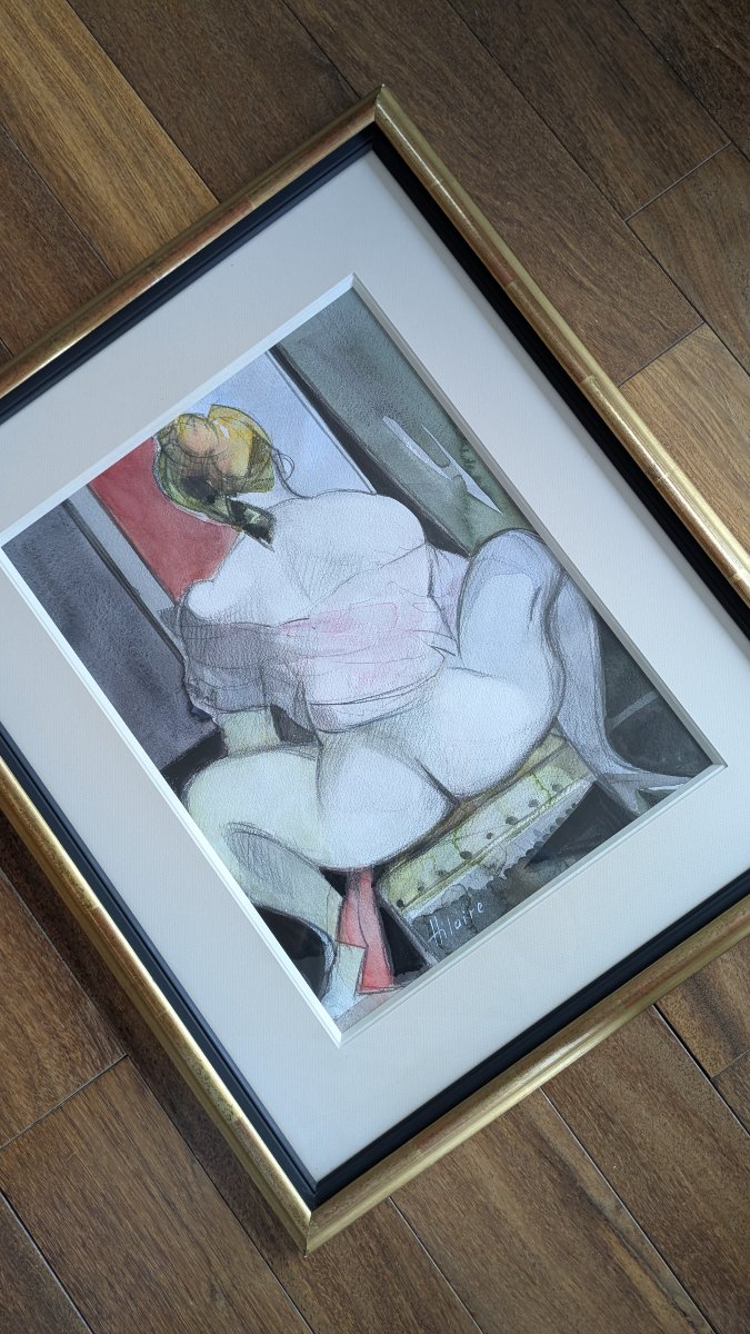 Watercolor – Camille Hilaire (1916–2004) – “the Pink Tunic”-photo-3