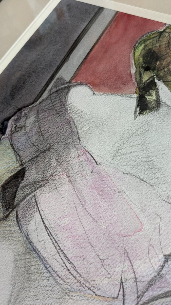 Watercolor – Camille Hilaire (1916–2004) – “the Pink Tunic”-photo-3