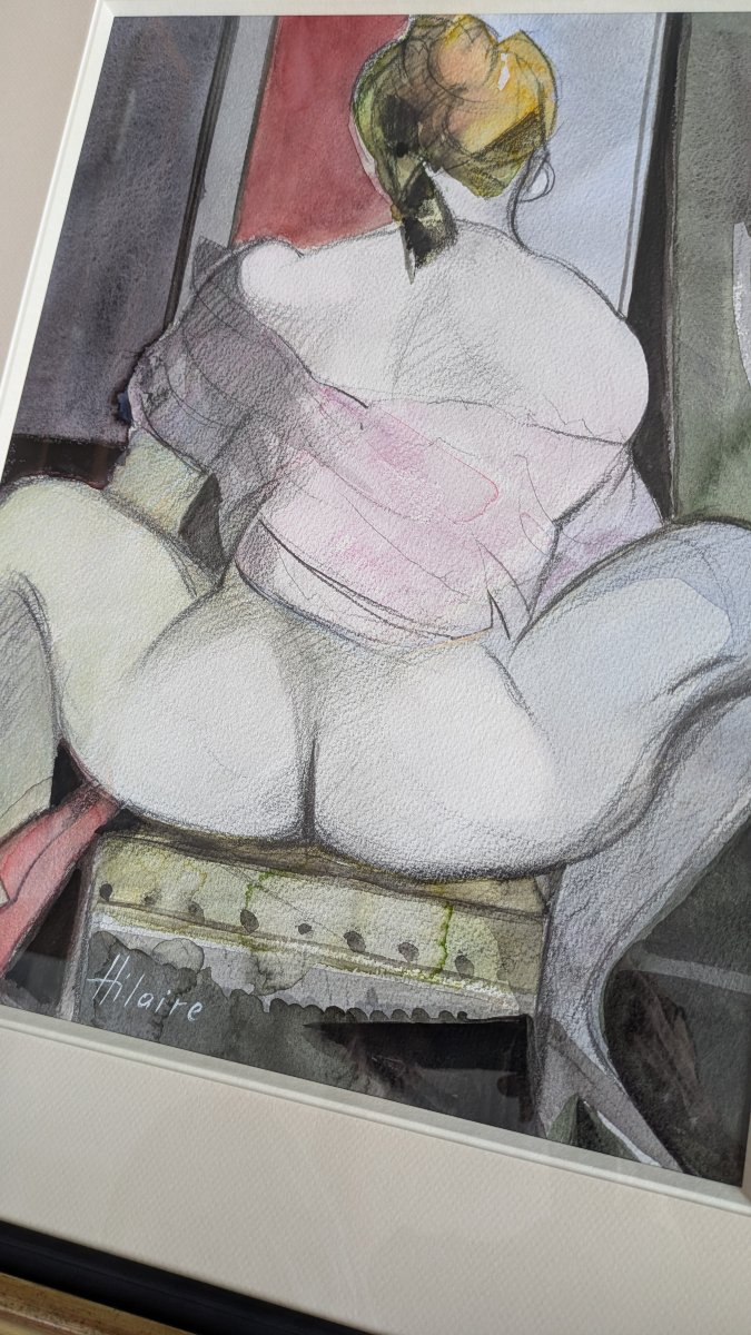 Watercolor – Camille Hilaire (1916–2004) – “the Pink Tunic”-photo-4