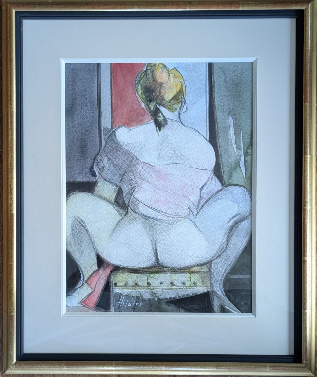 Watercolor – Camille Hilaire (1916–2004) – “the Pink Tunic”