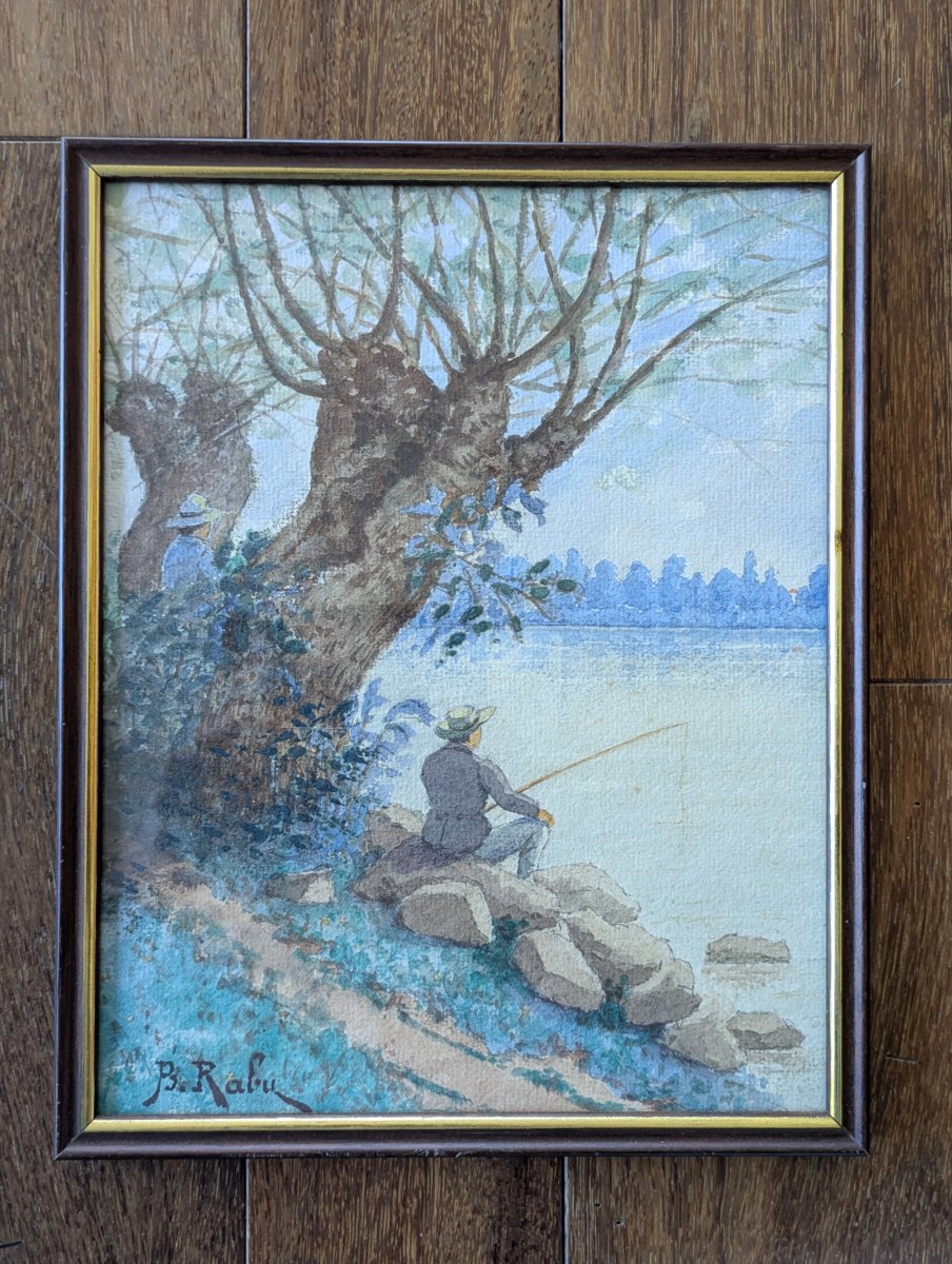 Benjamin Rabu (19th–20th Century) – Fisherman By The Water's Edge-photo-1