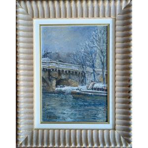 Raymond Besse (1899-1969) — Le Pont Neuf sous la neige, Paris