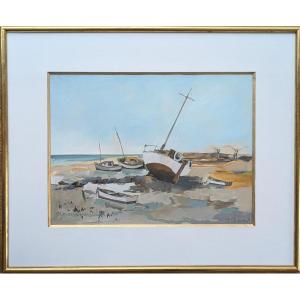 J. Prioux – Bateaux échoués à marée basse, 1969