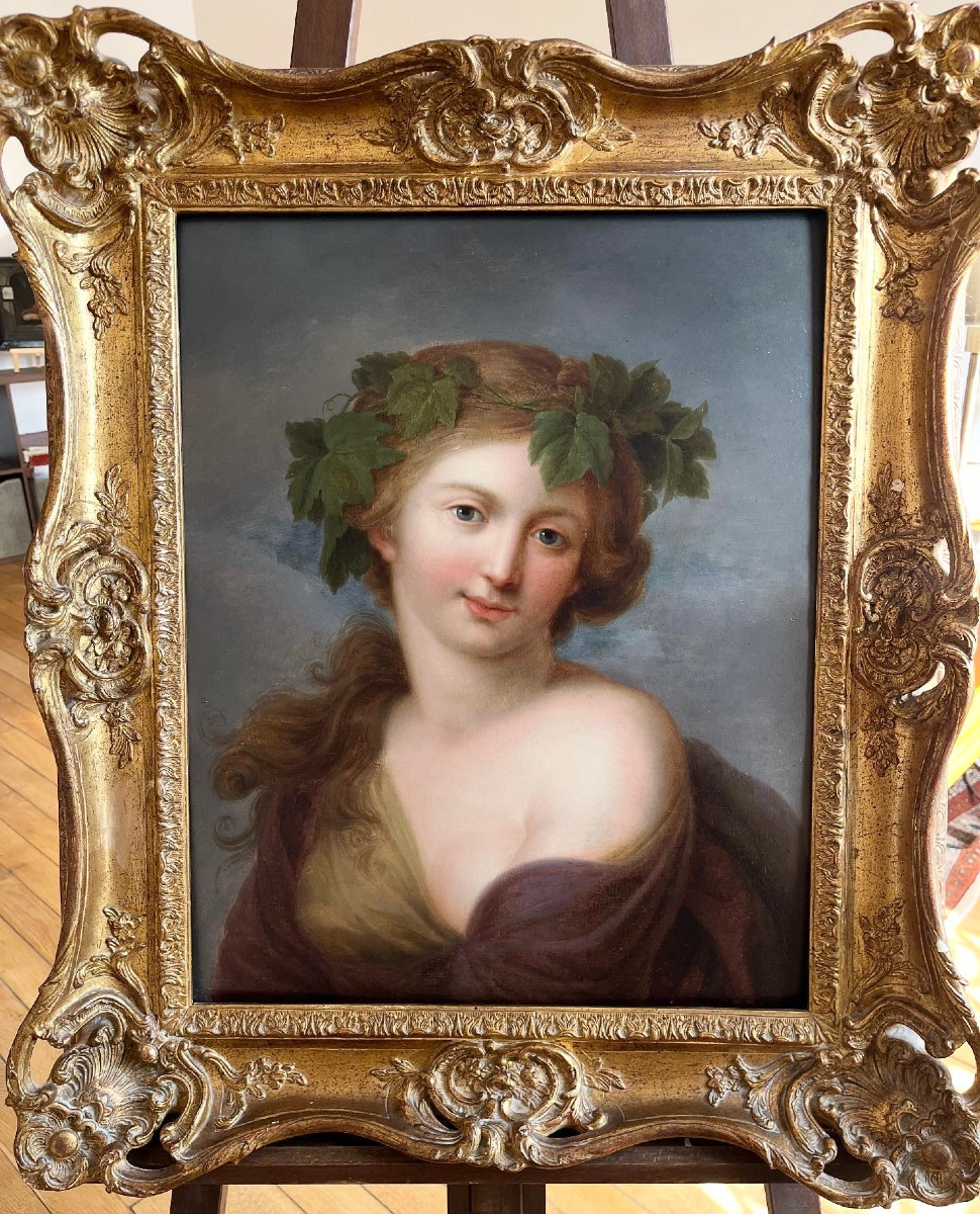 French Or German School Around 1800, Portrait Of A Young Bacchante-photo-3