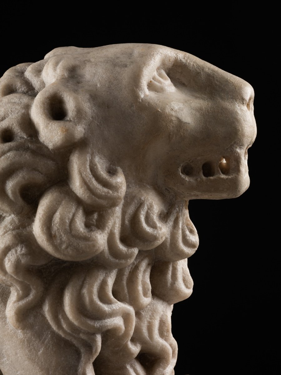 Lion, Element Of Recumbent Marble - France XIVth Century-photo-2