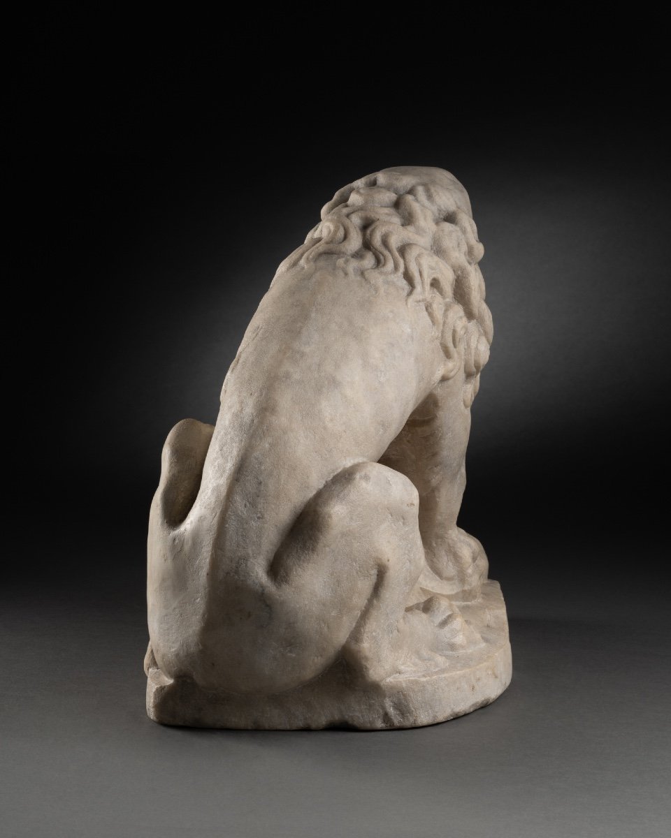 Lion, Element Of Recumbent Marble - France XIVth Century-photo-4