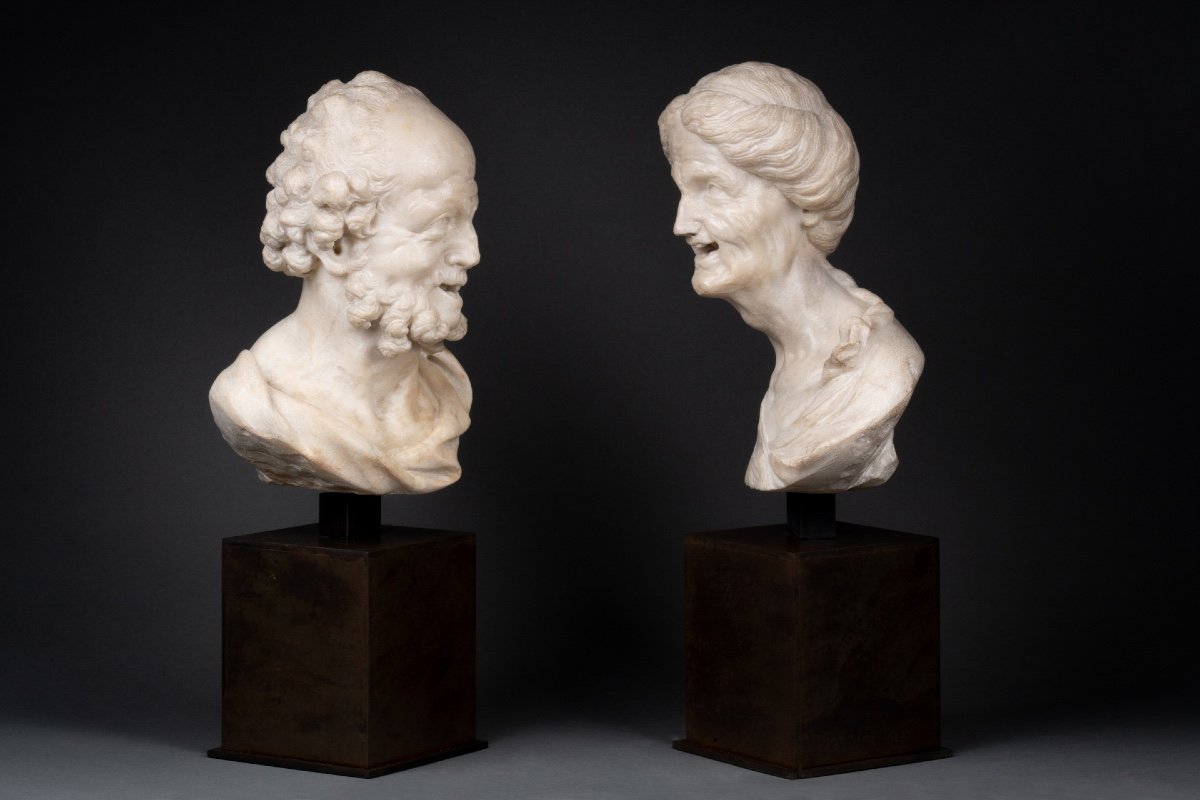 Pair Of Marble Busts - Italy - Late 17th Century-photo-2