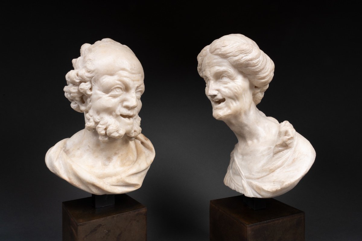 Pair Of Marble Busts - Italy - Late 17th Century-photo-4