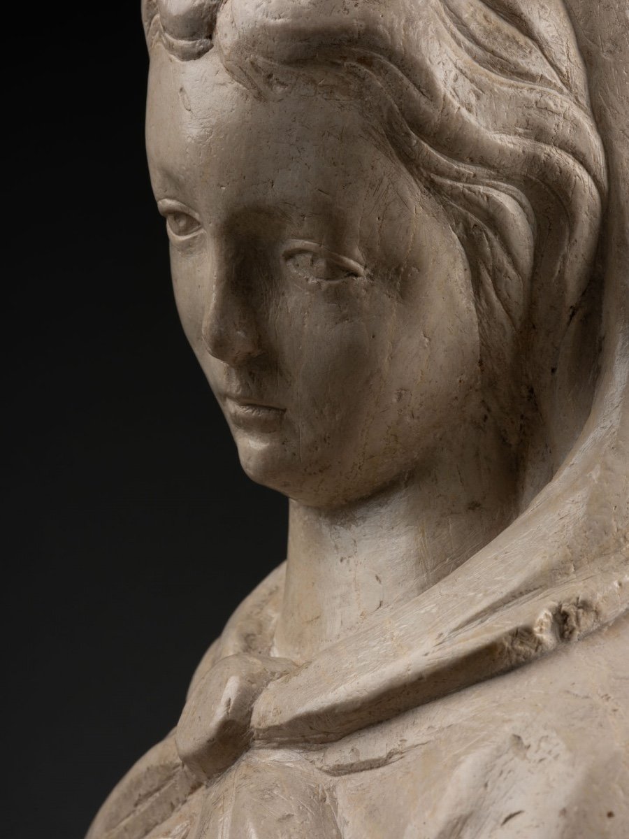 Demi-buste d'Une Vierge De l'Annonciation - Italie - Fin Du XVe Siècle-photo-4