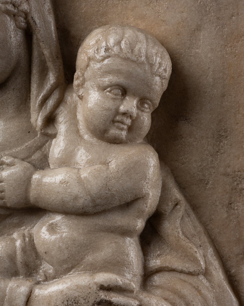 Vierge à l'Enfant En Bas-relief - Italie - XVIe Siècle-photo-1