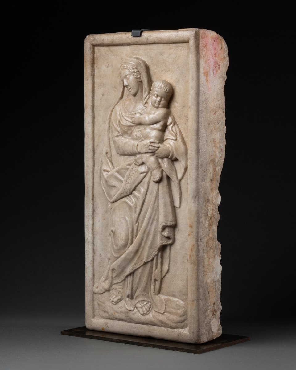 Vierge à l'Enfant En Bas-relief - Italie - XVIe Siècle-photo-2
