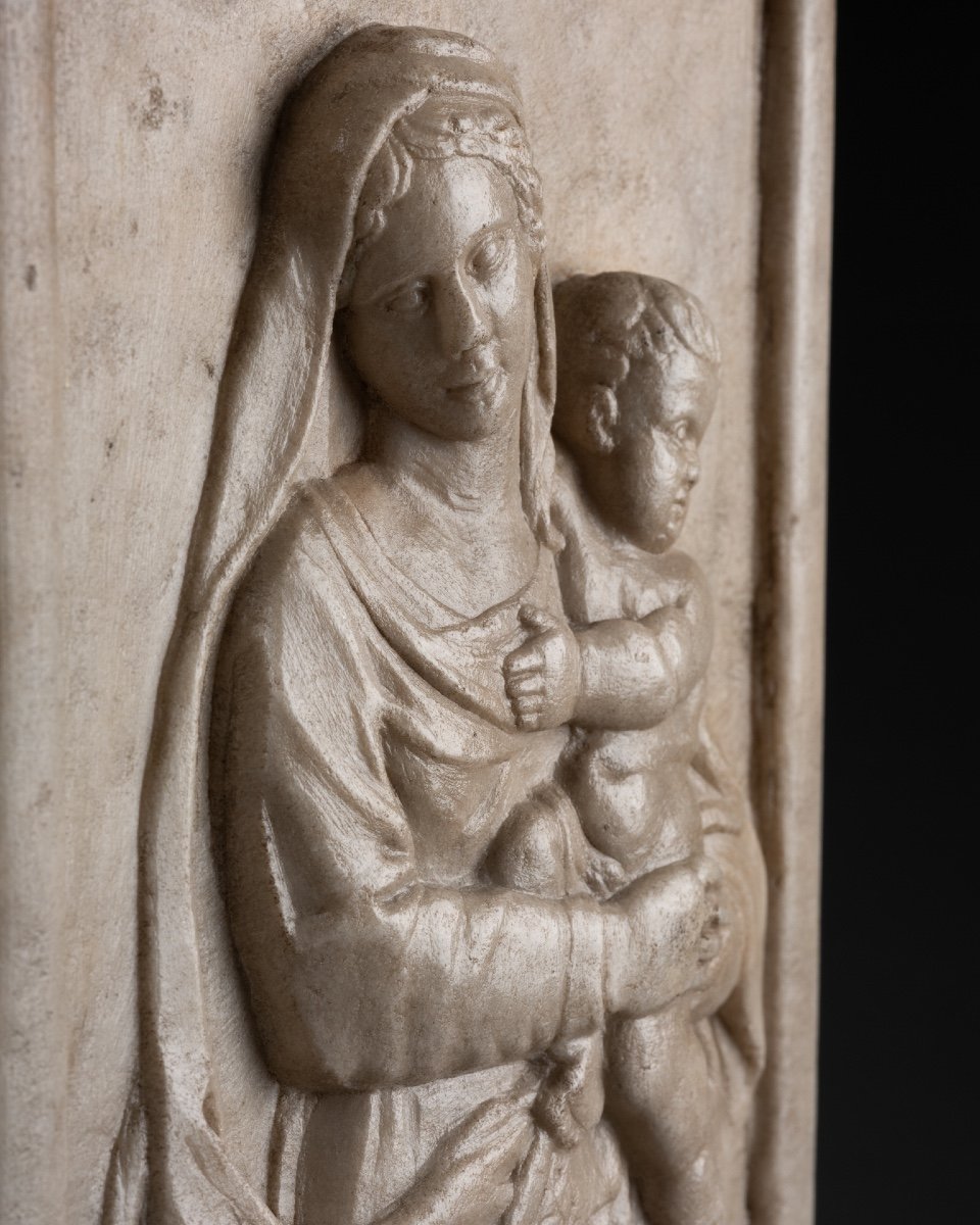 Vierge à l'Enfant En Bas-relief - Italie - XVIe Siècle-photo-3