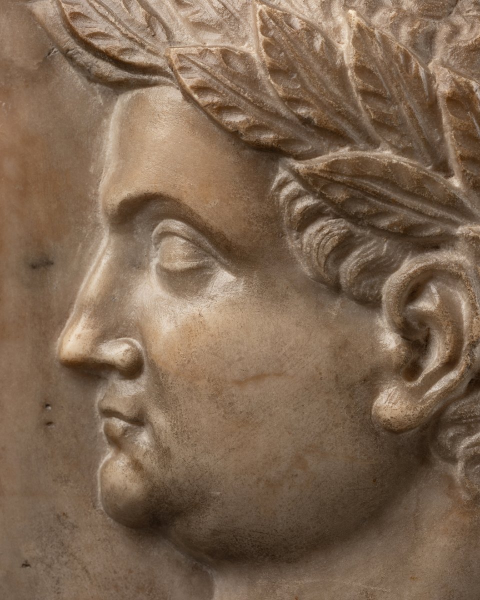 Presumed Portrait Of Domitian - Marble Bas-relief, Italy, 16th Century-photo-2