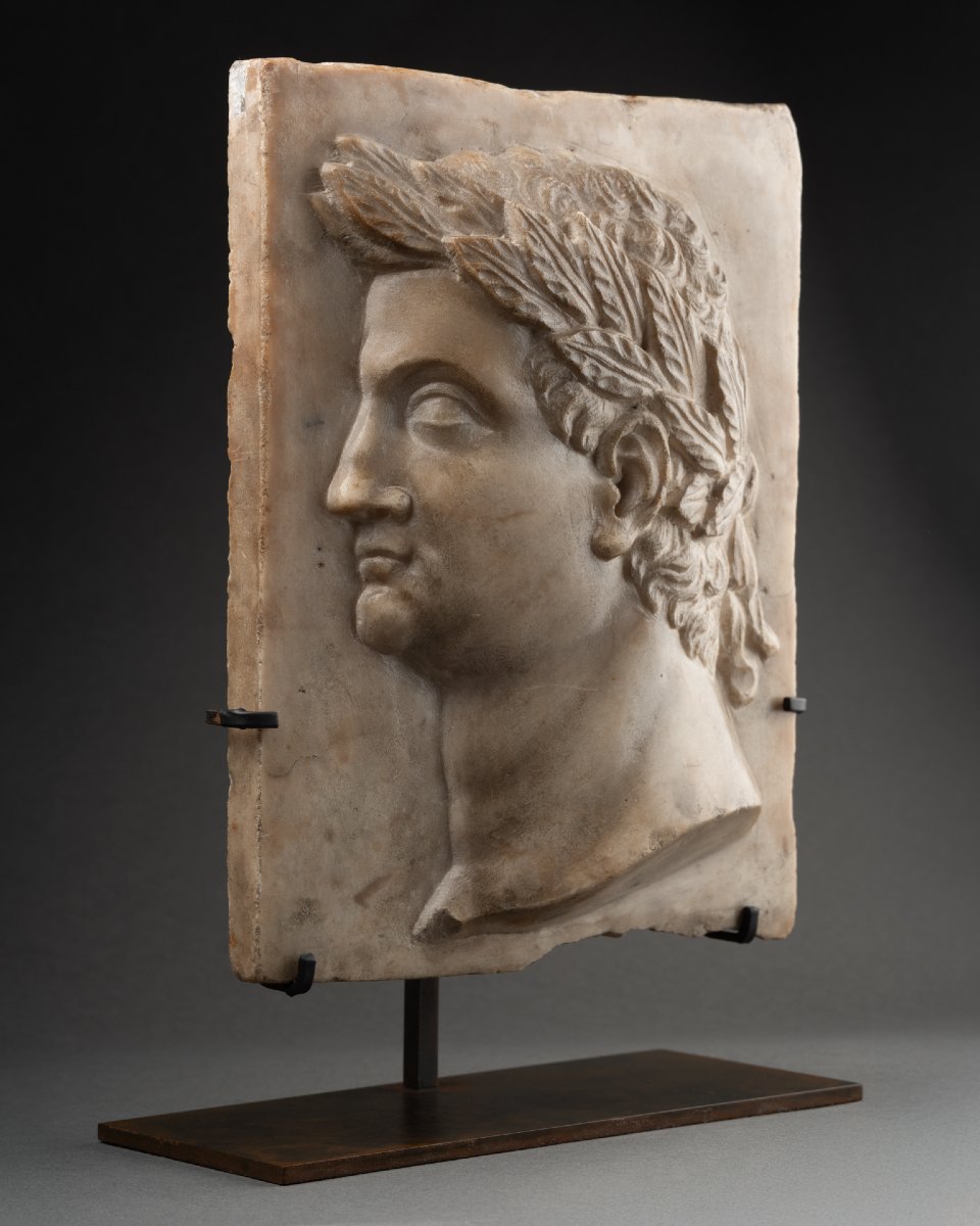 Presumed Portrait Of Domitian - Marble Bas-relief, Italy, 16th Century-photo-1