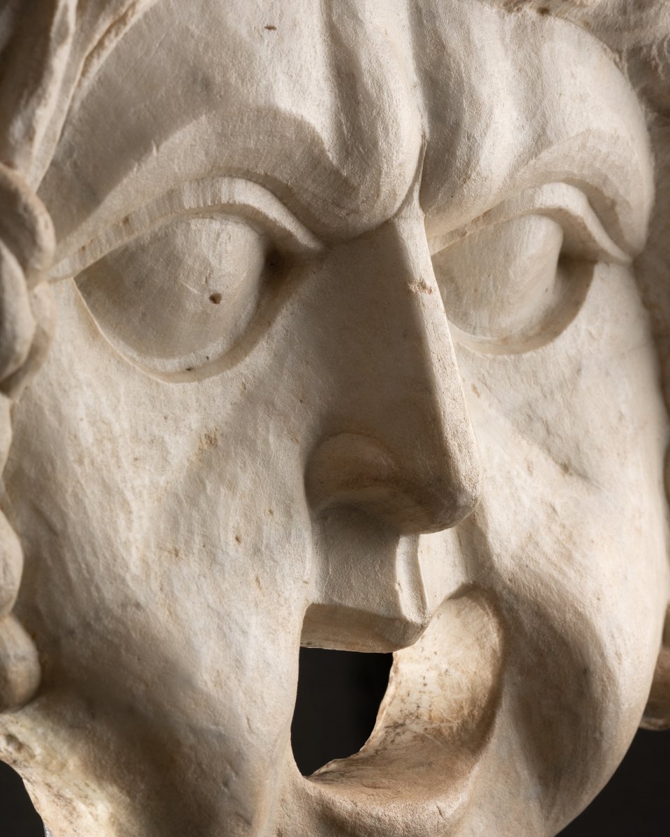 Mascaron représentant Bacchus - Marbre - Italie - XVIe siècle-photo-6