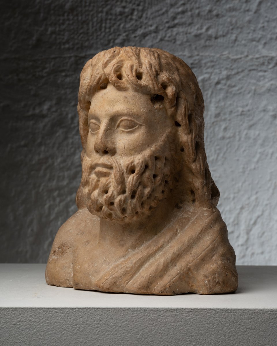 Christ philosophe en marbre – Paleochrétien –  IVe siècle ap. J.-C.-photo-3