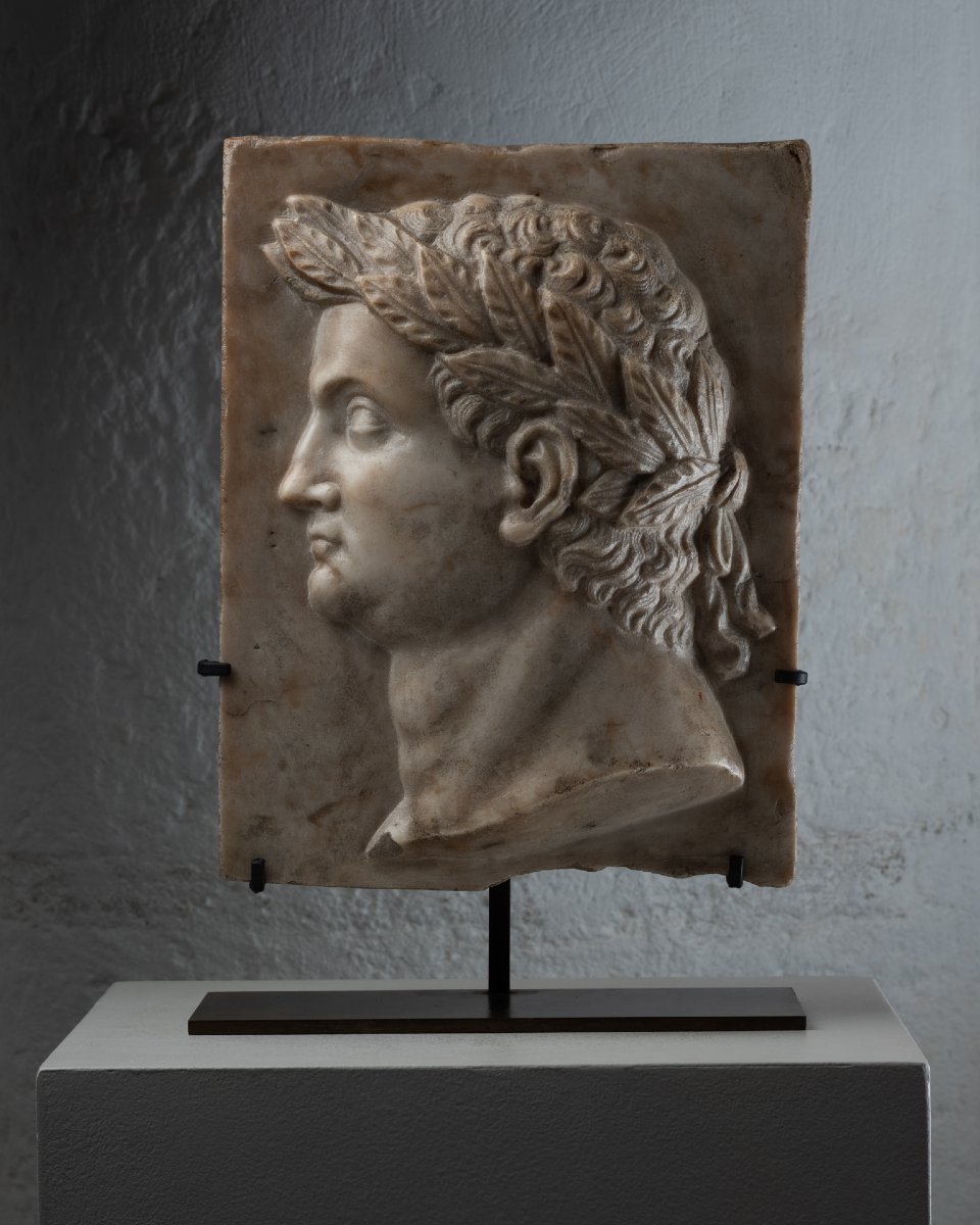 Portrait présumé de Domitien – Bas-relief en marbre – Italie – XVIe siècle-photo-3