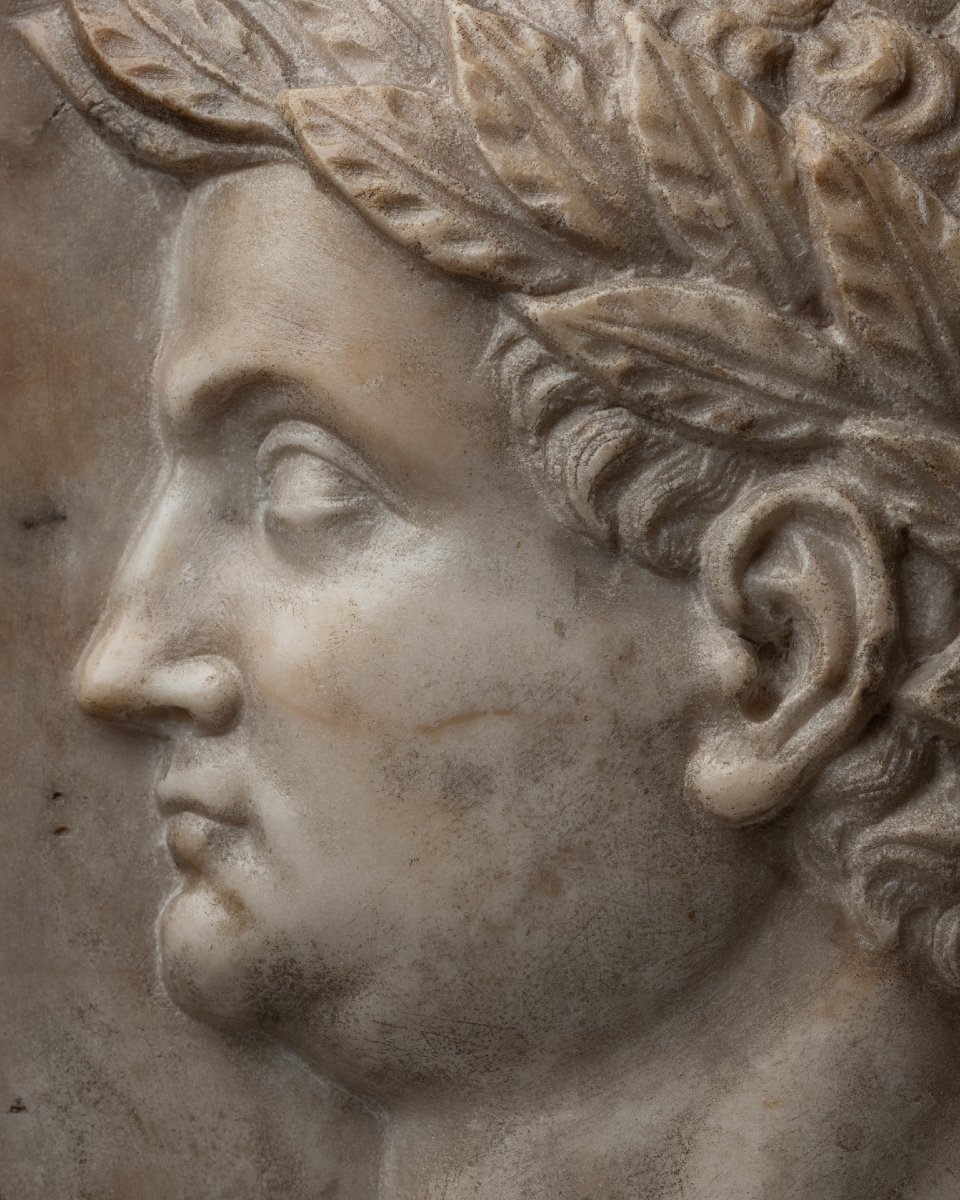 Portrait présumé de Domitien – Bas-relief en marbre – Italie – XVIe siècle-photo-2